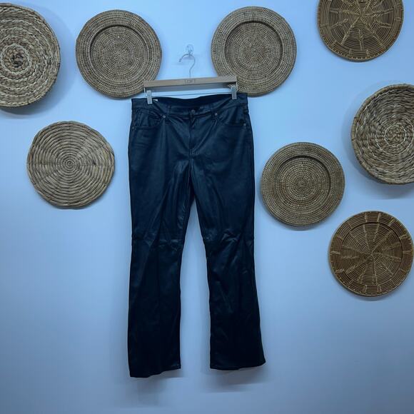 GAP Black Baby Boot Mid Rise Faux Leather Pant 32/14 Concert Festival - Picture 1 of 6